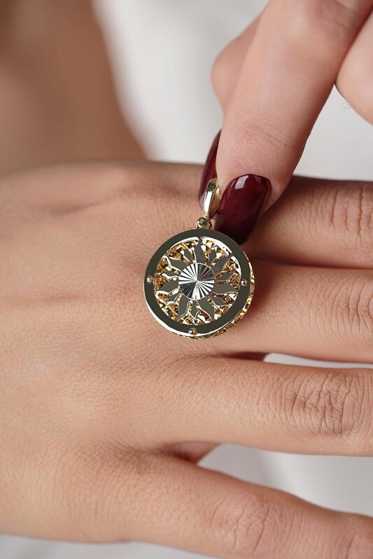 14 Ayar Altın 3 Boyutlu Güneş Kolye Ucu - Fiyonk Kuyumculuk