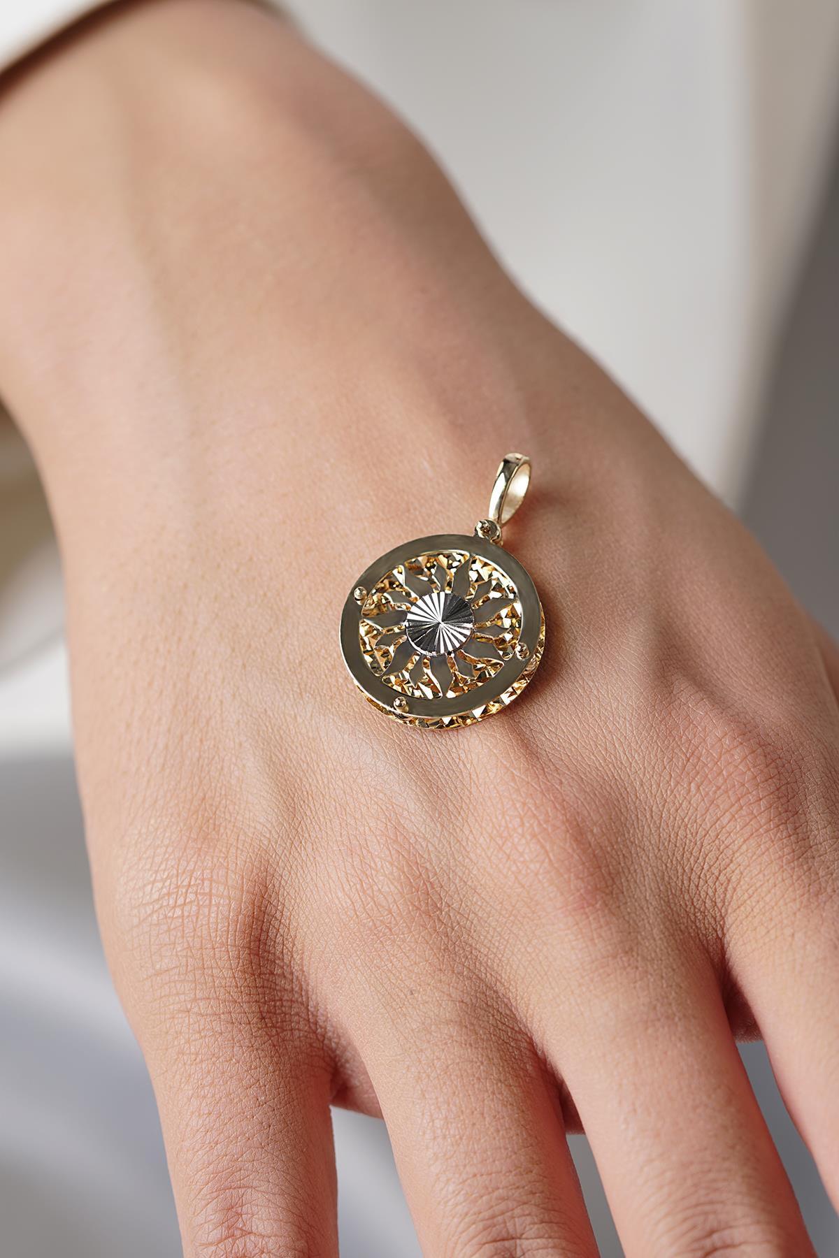 14 Ayar Altın 3 Boyutlu Güneş Kolye Ucu - Fiyonk Kuyumculuk (1)