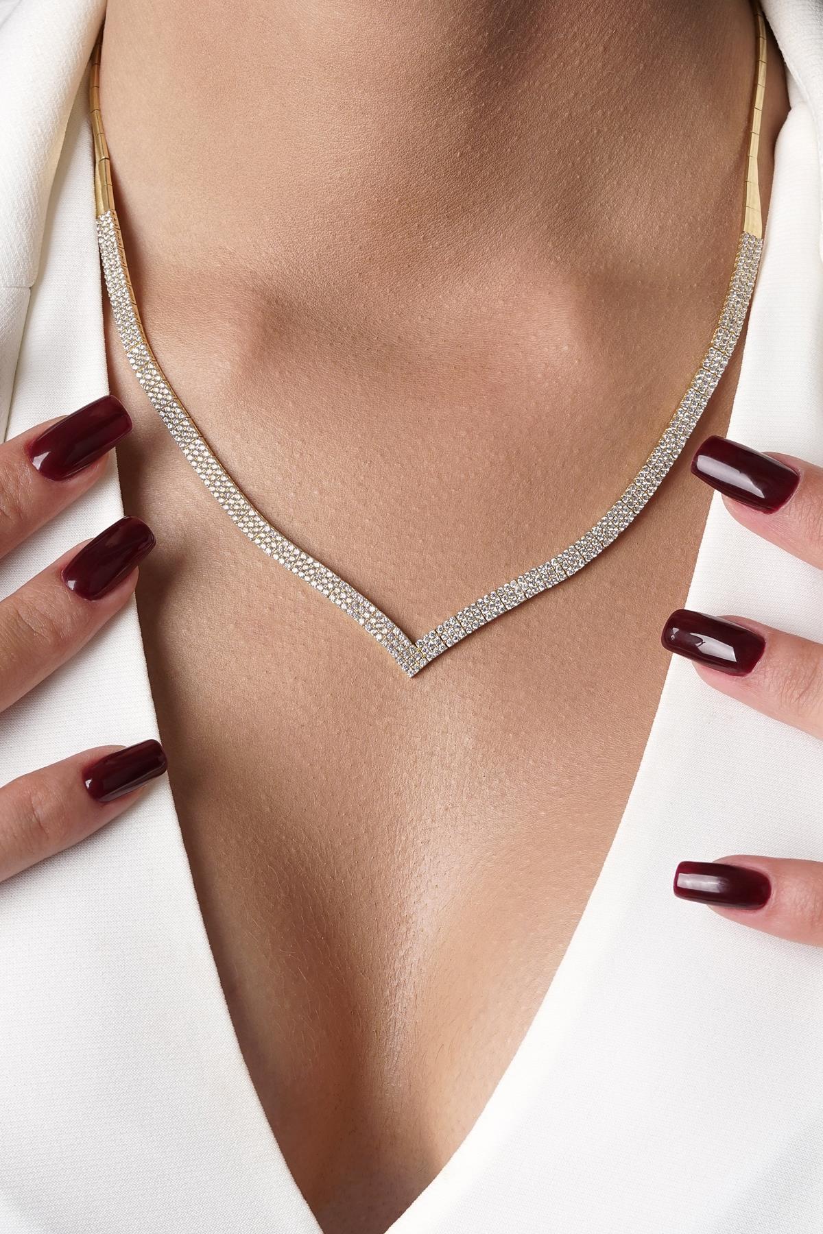 14 Ayar Altın 3 Sıralı Su Yolu Kolye - Fiyonk Kuyumculuk