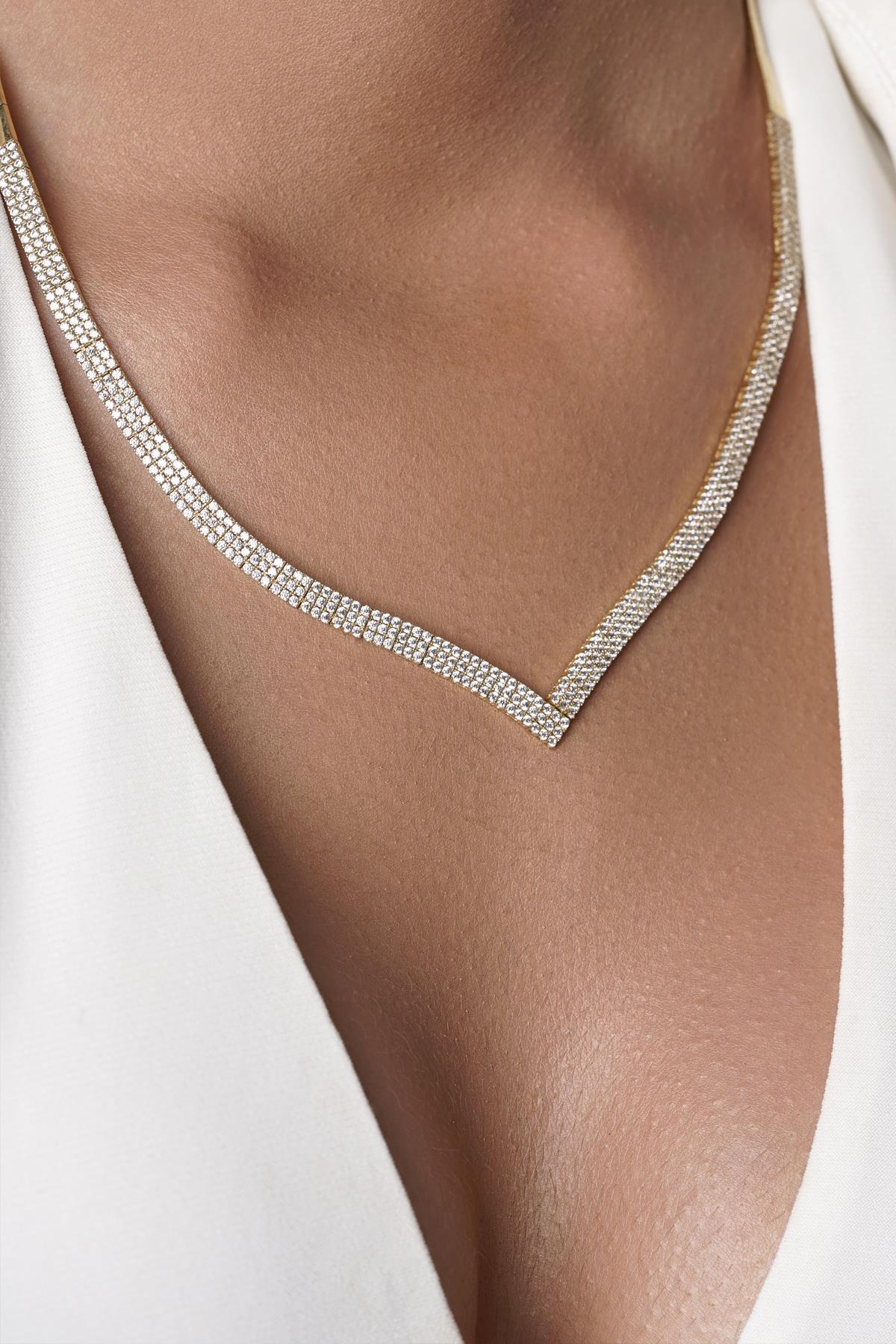 14 Ayar Altın 3 Sıralı Su Yolu Kolye - Fiyonk Kuyumculuk (1)