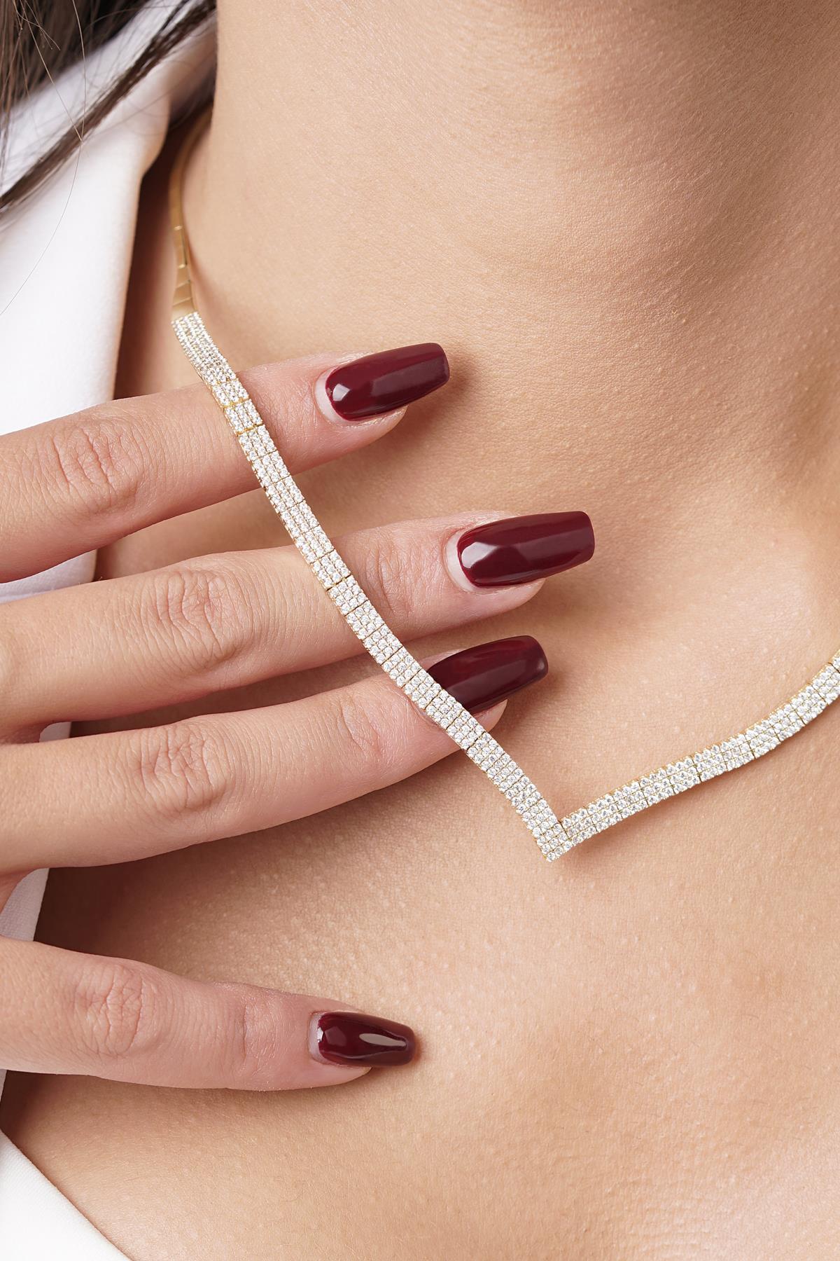 14 Ayar Altın 3 Sıralı Su Yolu Kolye - Fiyonk Kuyumculuk (1)