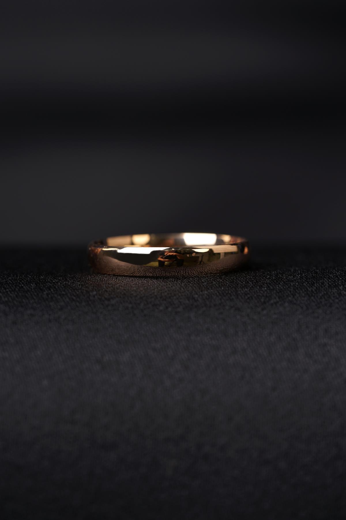 14 Ayar Altın 4 mm Bombeli Erkek Klasik Alyans - Fiyonk Kuyumculuk (1)