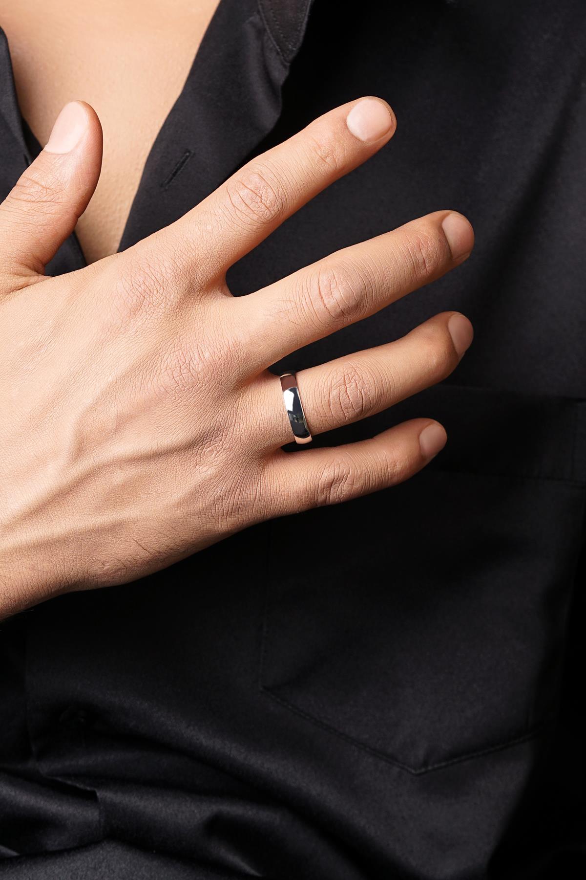 14 Ayar Altın 5 mm Bombeli Erkek Klasik Alyans - Fiyonk Kuyumculuk