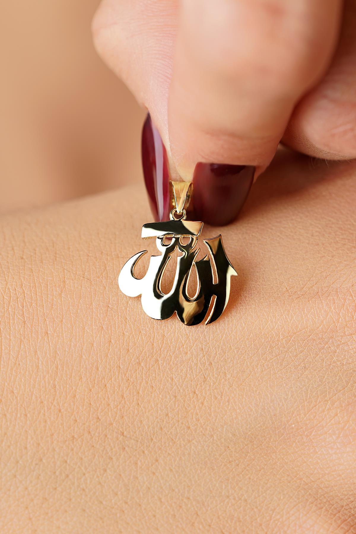 14 Ayar Altın Allah Kolye Ucu - Fiyonk Kuyumculuk