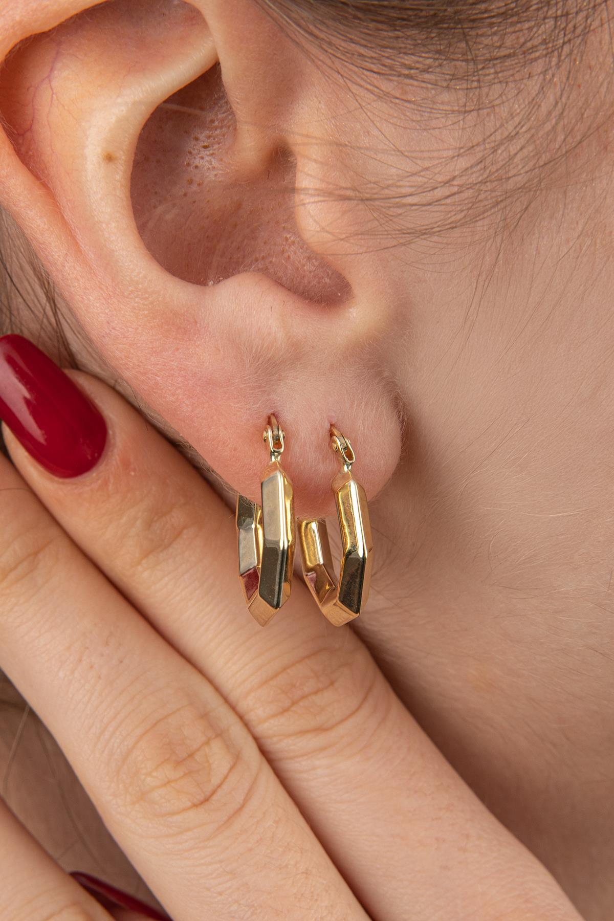 14 Ayar Altın Altıgen Küpe - Fiyonk Kuyumculuk (1)