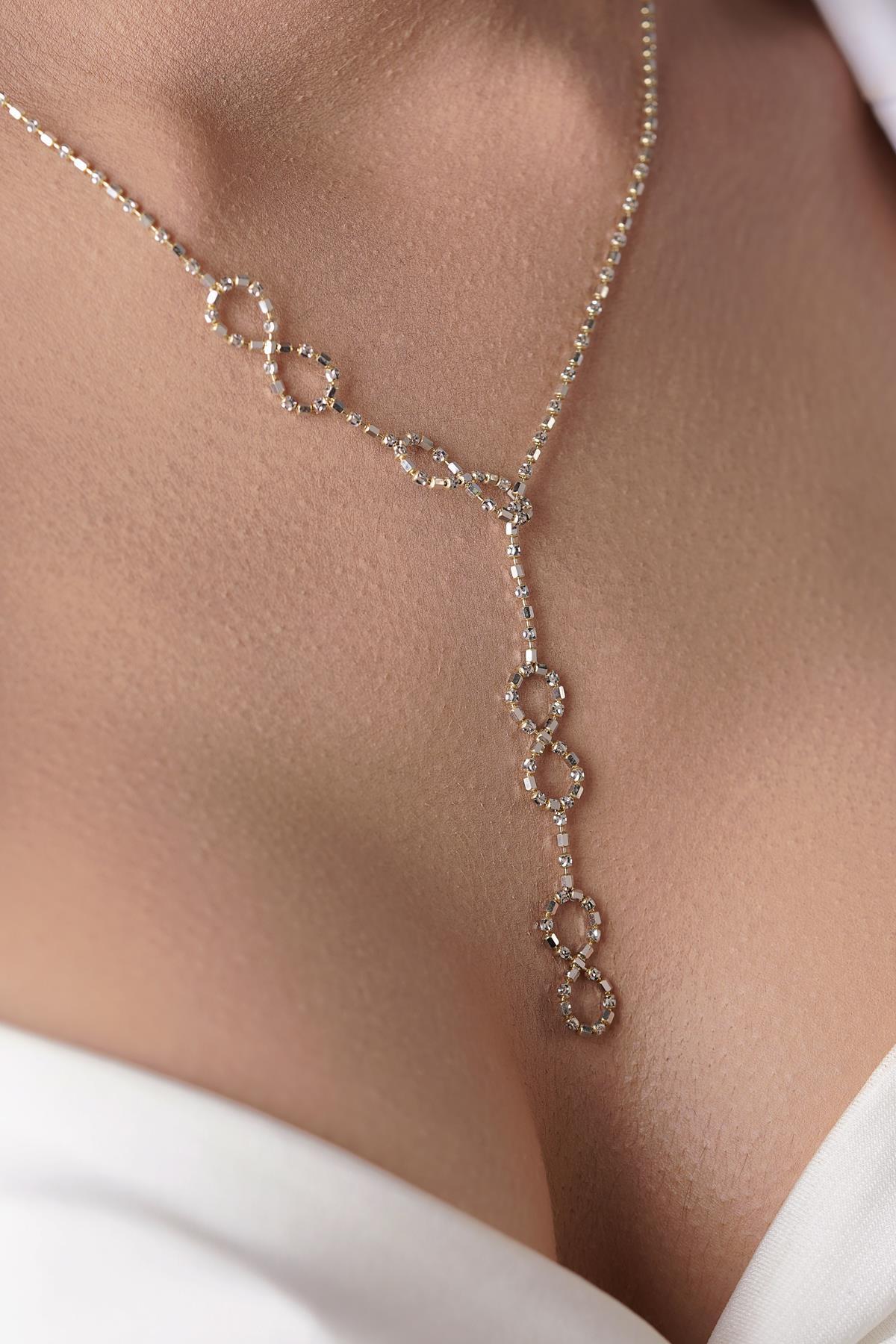 14 Ayar Altın Asansörlü Özel Tasarım Sonsuzluk Kolye - Fiyonk Kuyumculuk