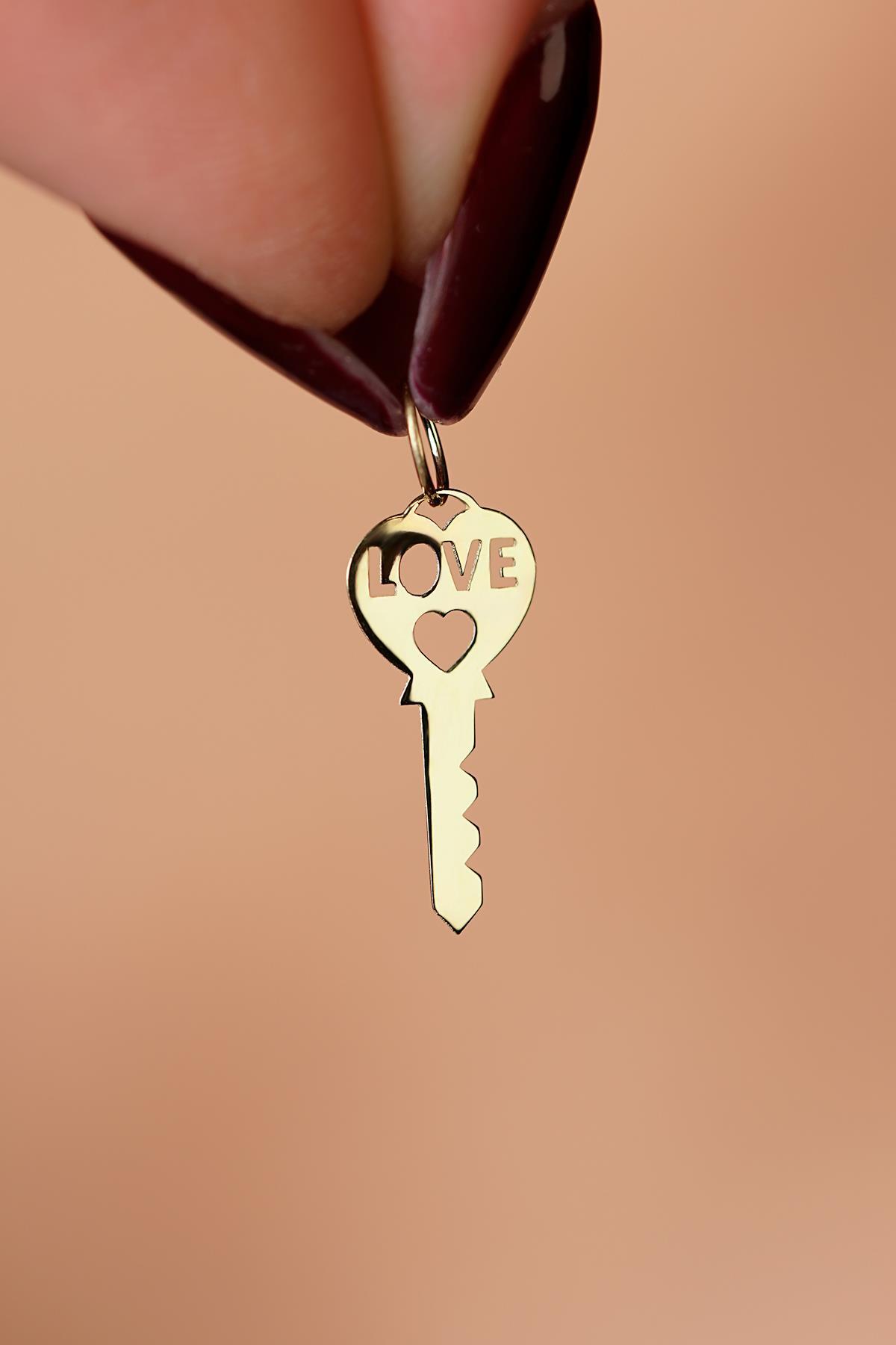 14 Ayar Altın Aşk Anahtarı Kolye Ucu - Fiyonk Kuyumculuk