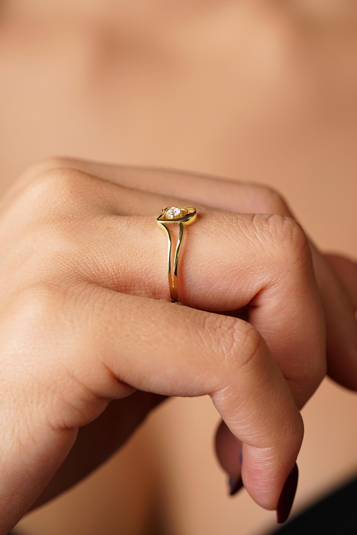 14 Ayar Altın Aşk Damlası Yüzük - Fiyonk Kuyumculuk (1)