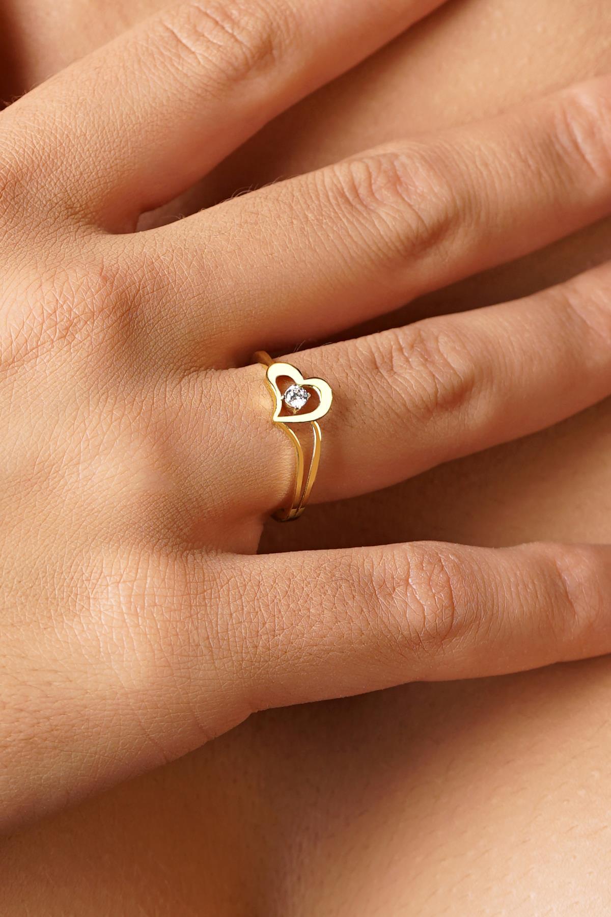 14 Ayar Altın Aşk Damlası Yüzük - Fiyonk Kuyumculuk (1)