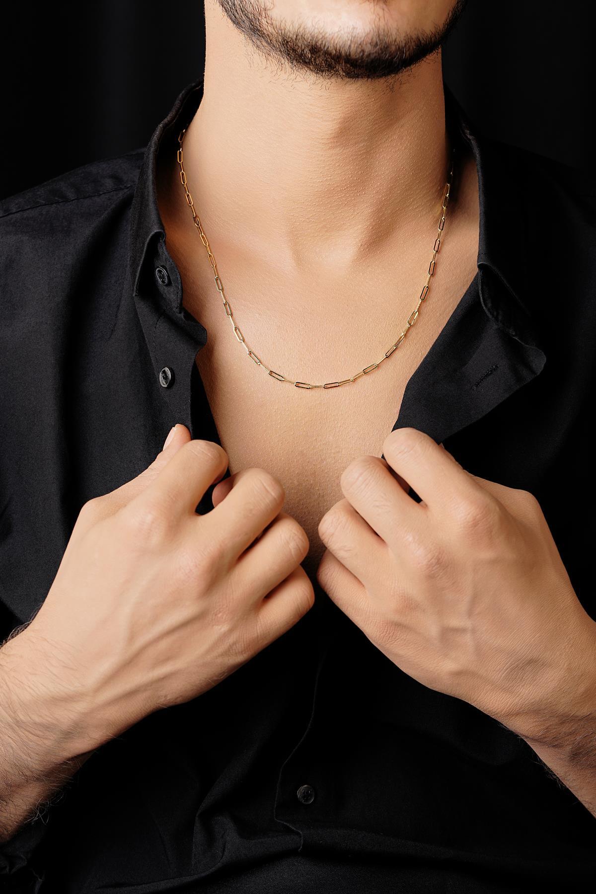 14 Ayar Altın Ataç Zincir Erkek Kolye 2.55 mm - Fiyonk Kuyumculuk