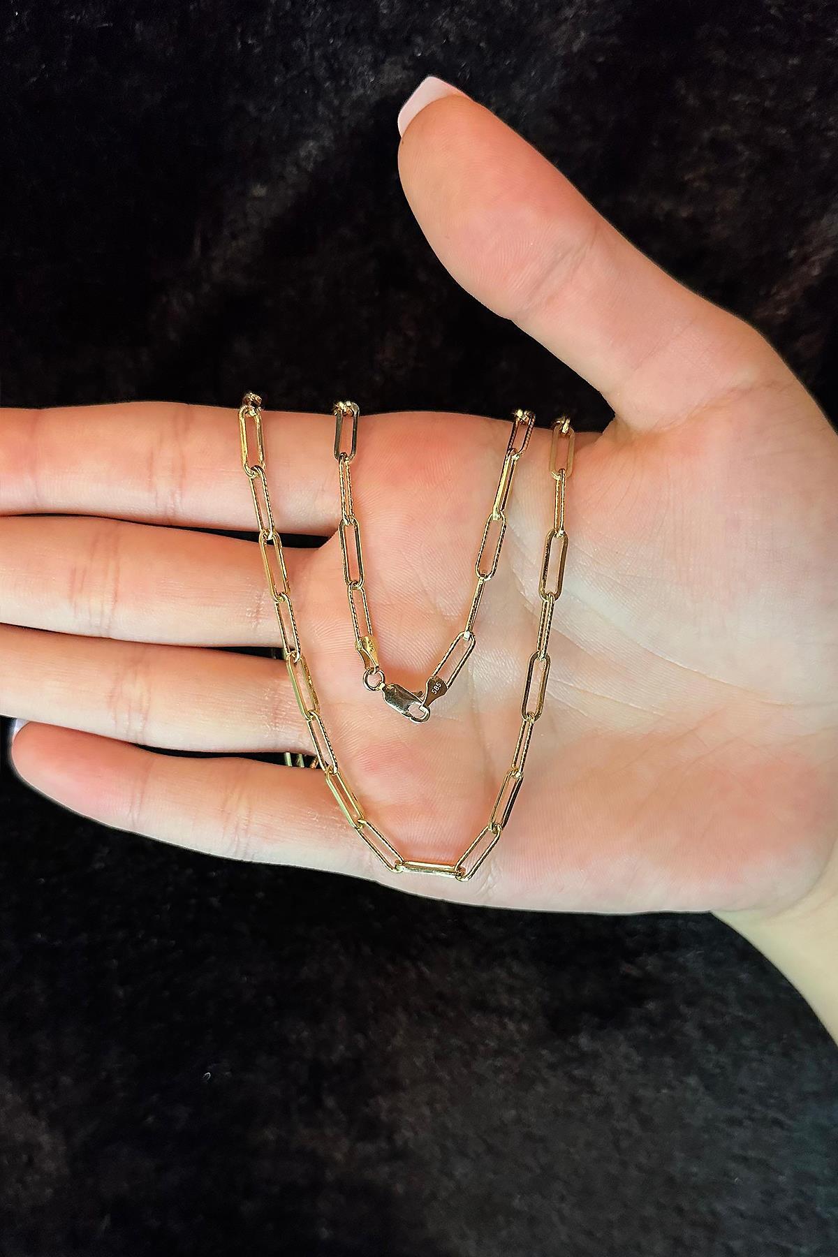 14 Ayar Altın Ataş Desenli Zincir Kolye 3.80 mm - Fiyonk Kuyumculuk (1)