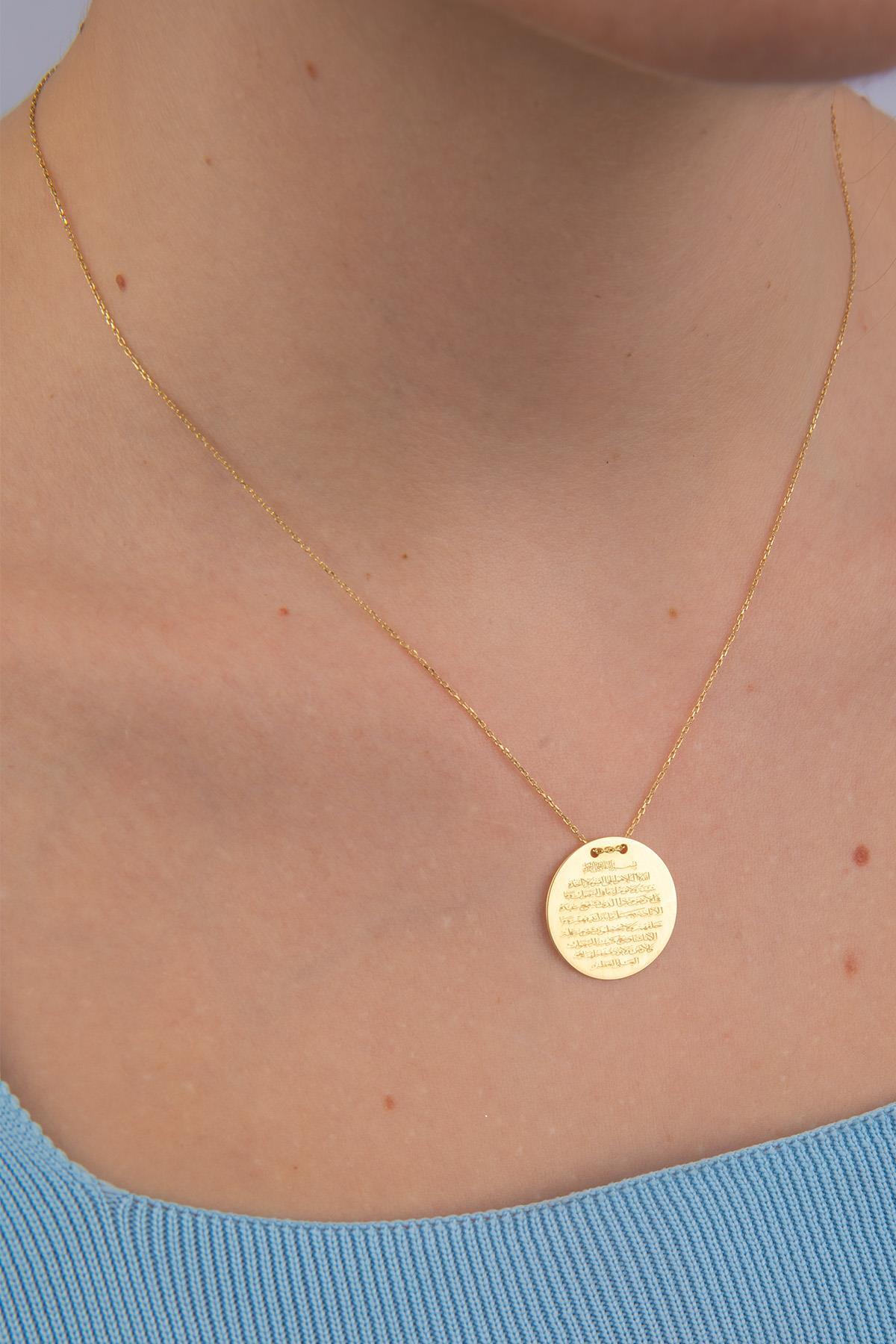 14 Ayar Altın Ayetel Kürsi Yazılı Kolye - Fiyonk Kuyumculuk