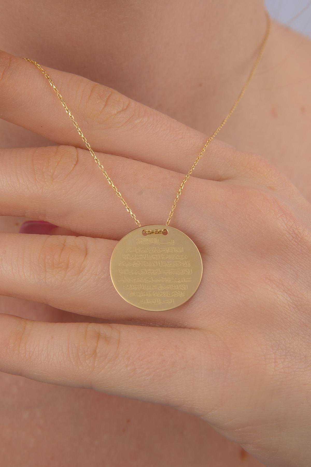 14 Ayar Altın Ayetel Kürsi Yazılı Kolye - Fiyonk Kuyumculuk (1)