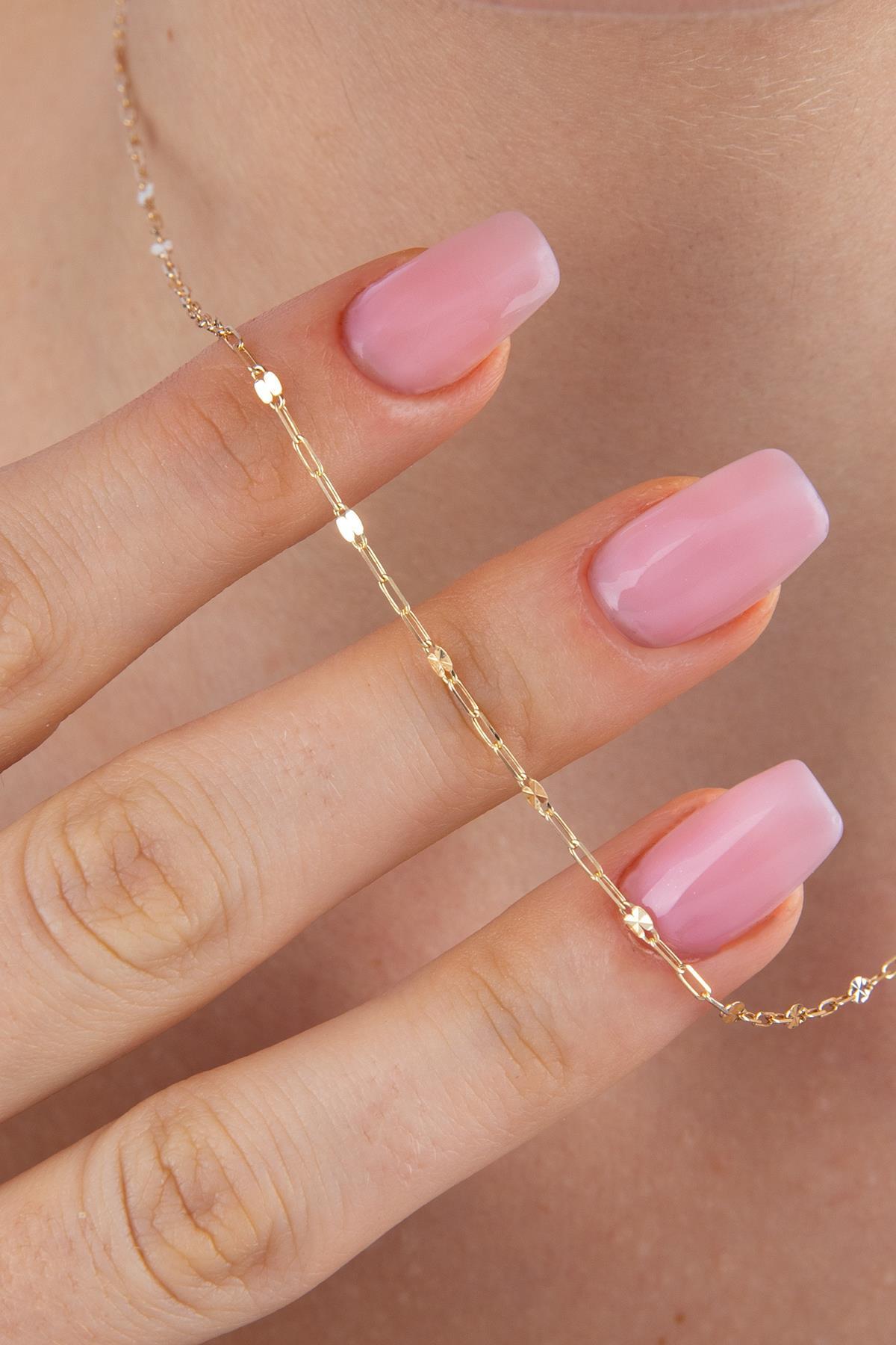 14 Ayar Altın Aynalı Ataç Zincir Kolye - Fiyonk Kuyumculuk (1)