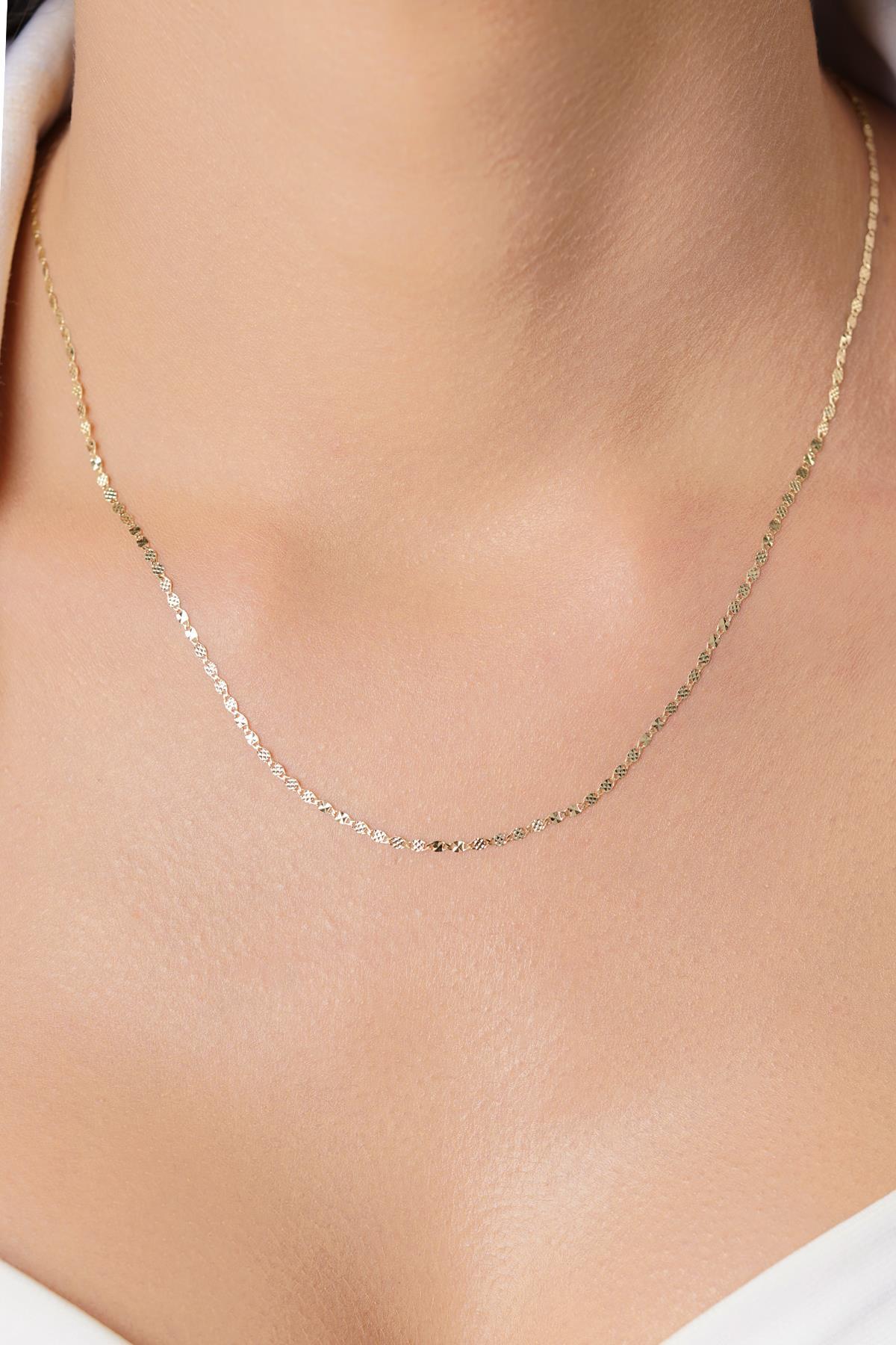 14 Ayar Altın Aynalı Valentino Zincir Kolye - Fiyonk Kuyumculuk (1)