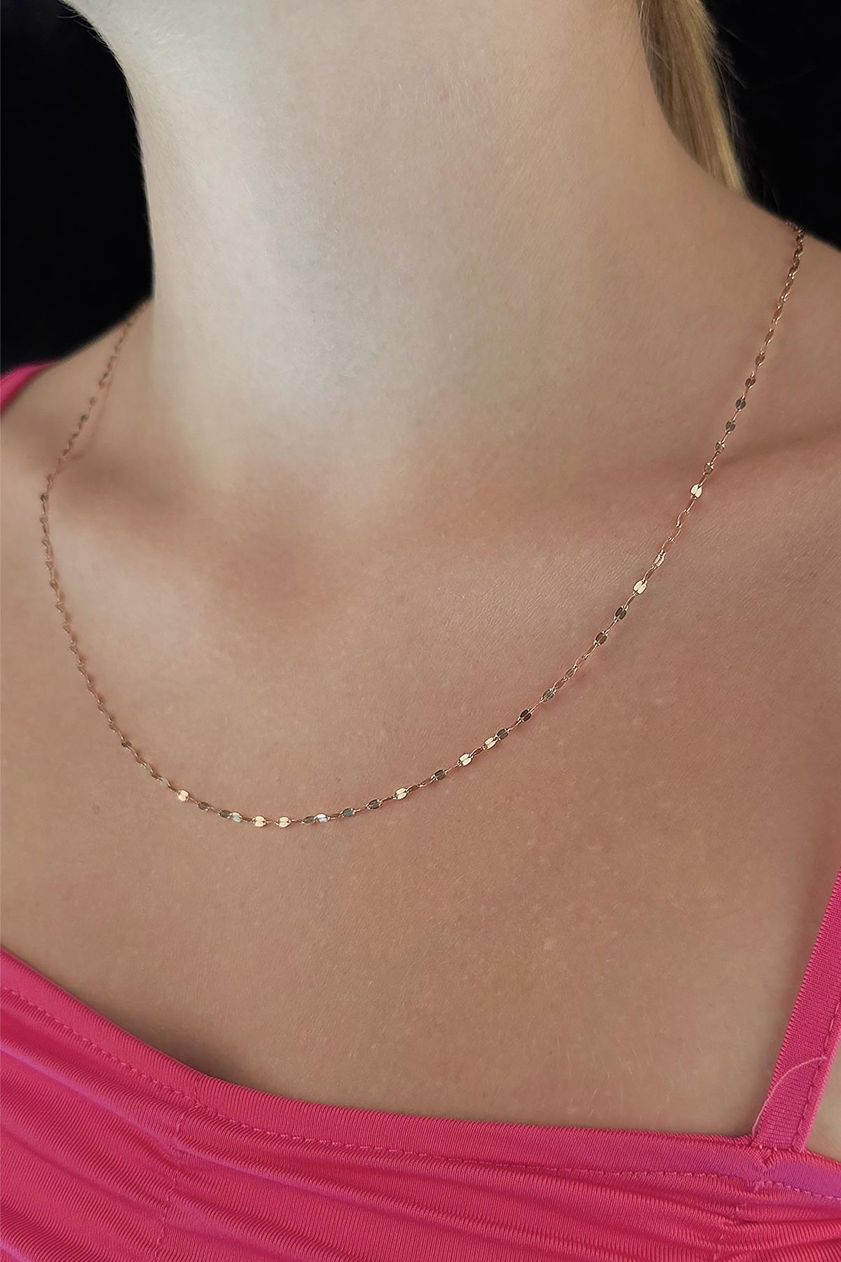 14 Ayar Altın Aynalı Zincir Kolye Orta 1.75 mm - Fiyonk Kuyumculuk