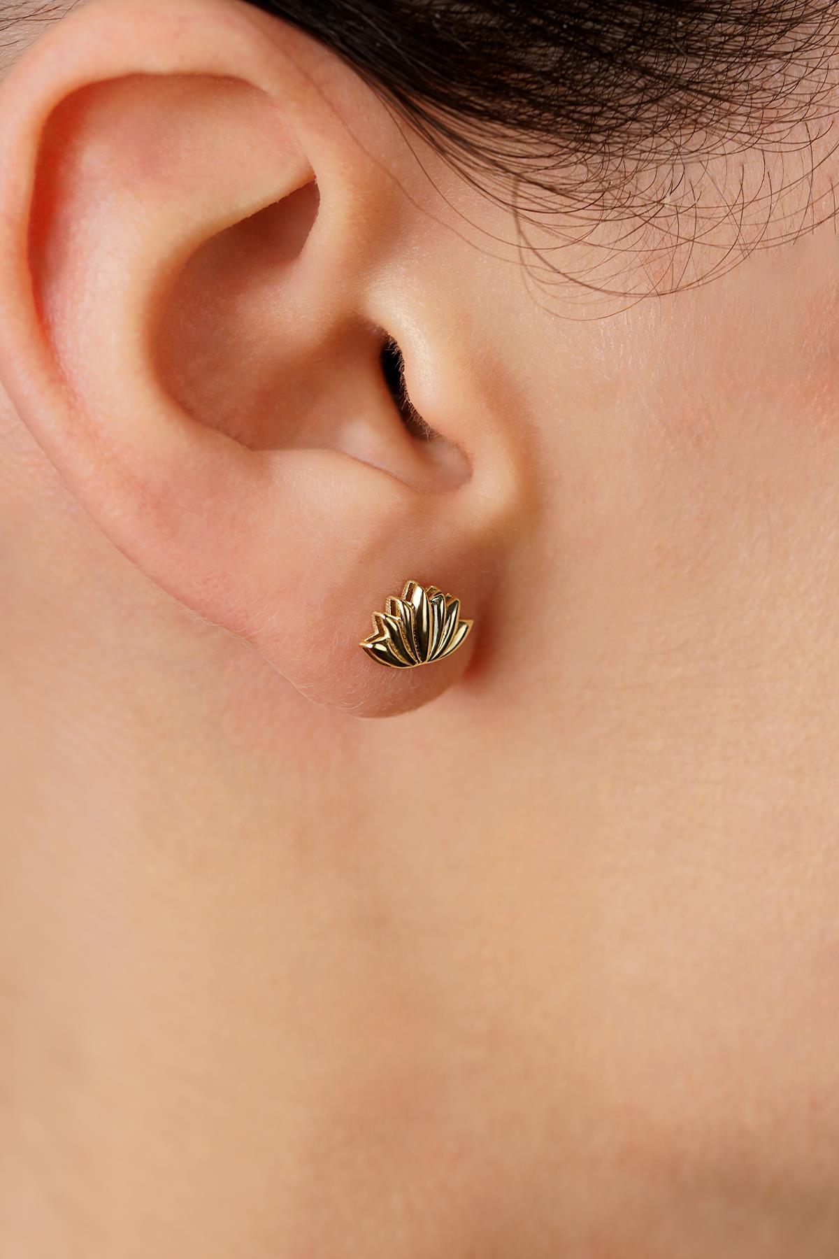 14 Ayar Altın Baby Lotus Küpe - Fiyonk Kuyumculuk (1)