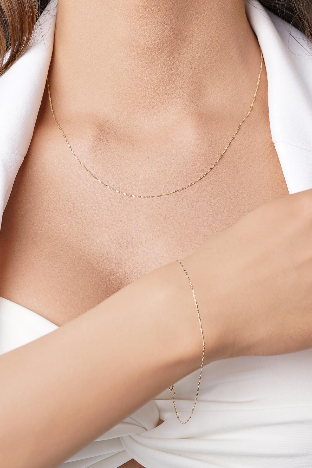 14 Ayar Altın Baby Singapur Zincir Set - Fiyonk Kuyumculuk