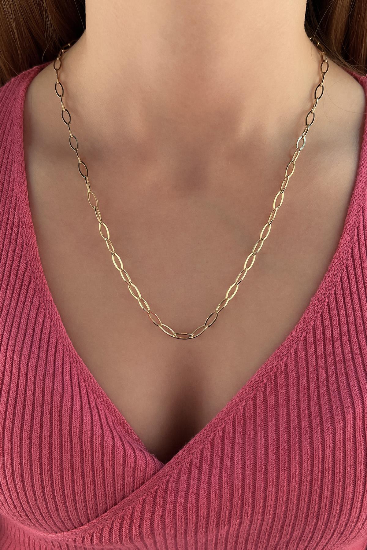 14 Ayar Altın Badem Ataç Kolye 4.35 mm - Fiyonk Kuyumculuk (1)