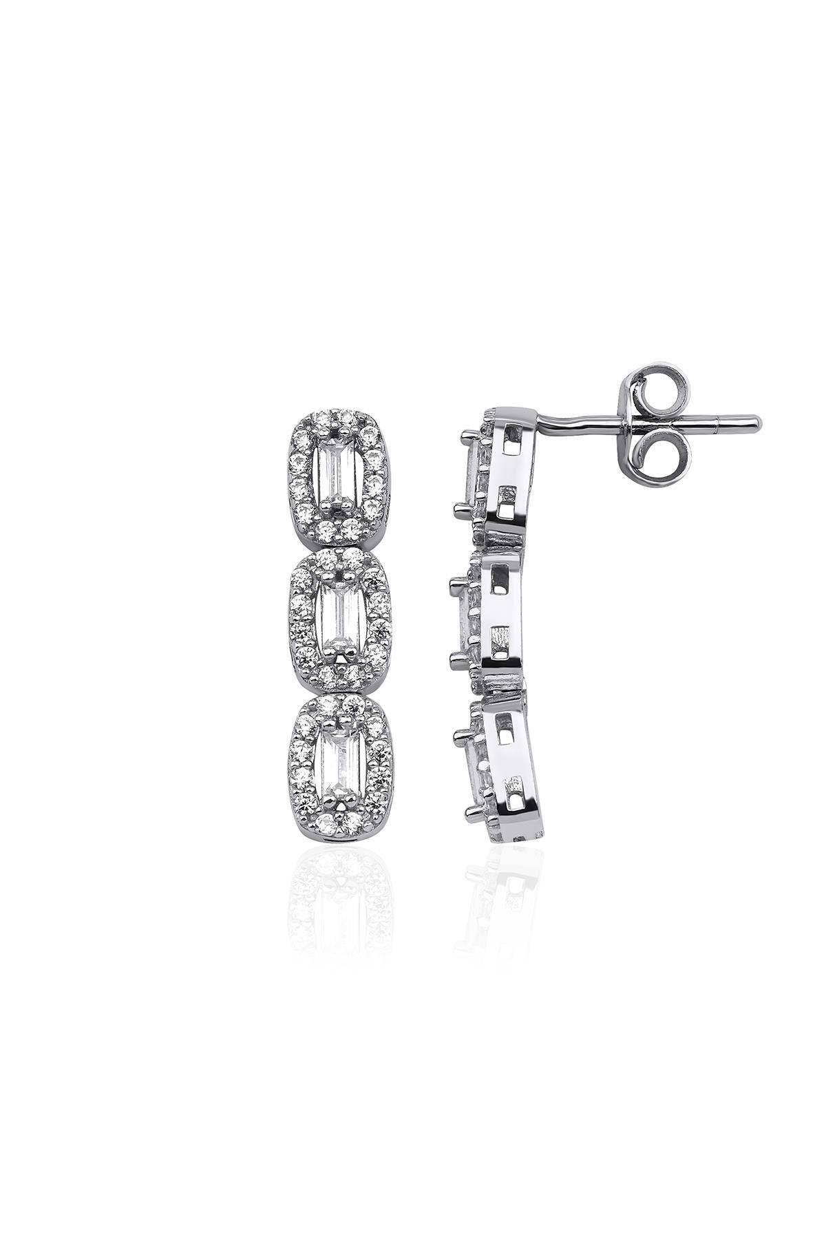 14 Ayar Altın Baget Dizisi Küpe - Fiyonk Kuyumculuk