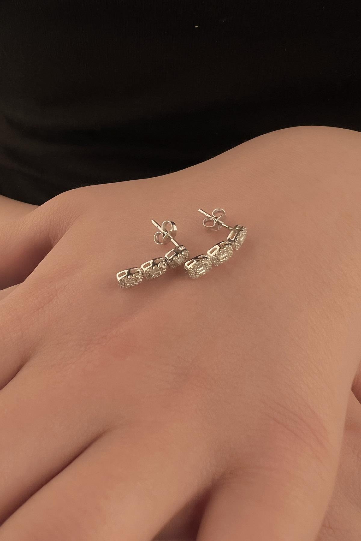 14 Ayar Altın Baget Dizisi Küpe - Fiyonk Kuyumculuk (1)