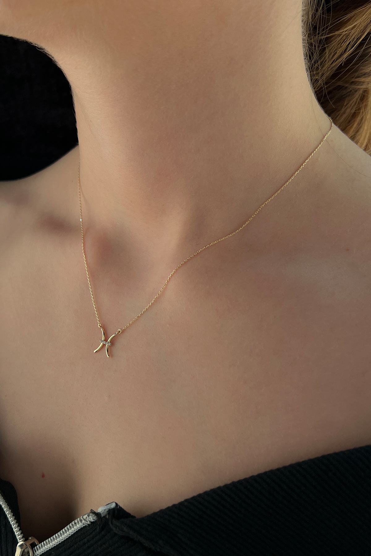 14 Ayar Altın Balık Burcu Kolye - Fiyonk Kuyumculuk (1)