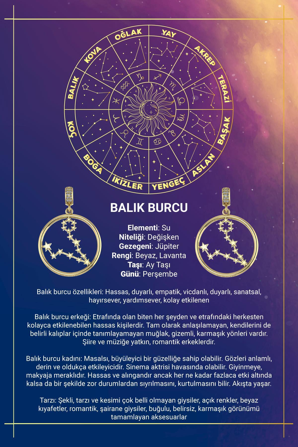 14 Ayar Altın Balık Burcu Kolye Ucu Burç Yıldız Haritası - Fiyonk Kuyumculuk (1)