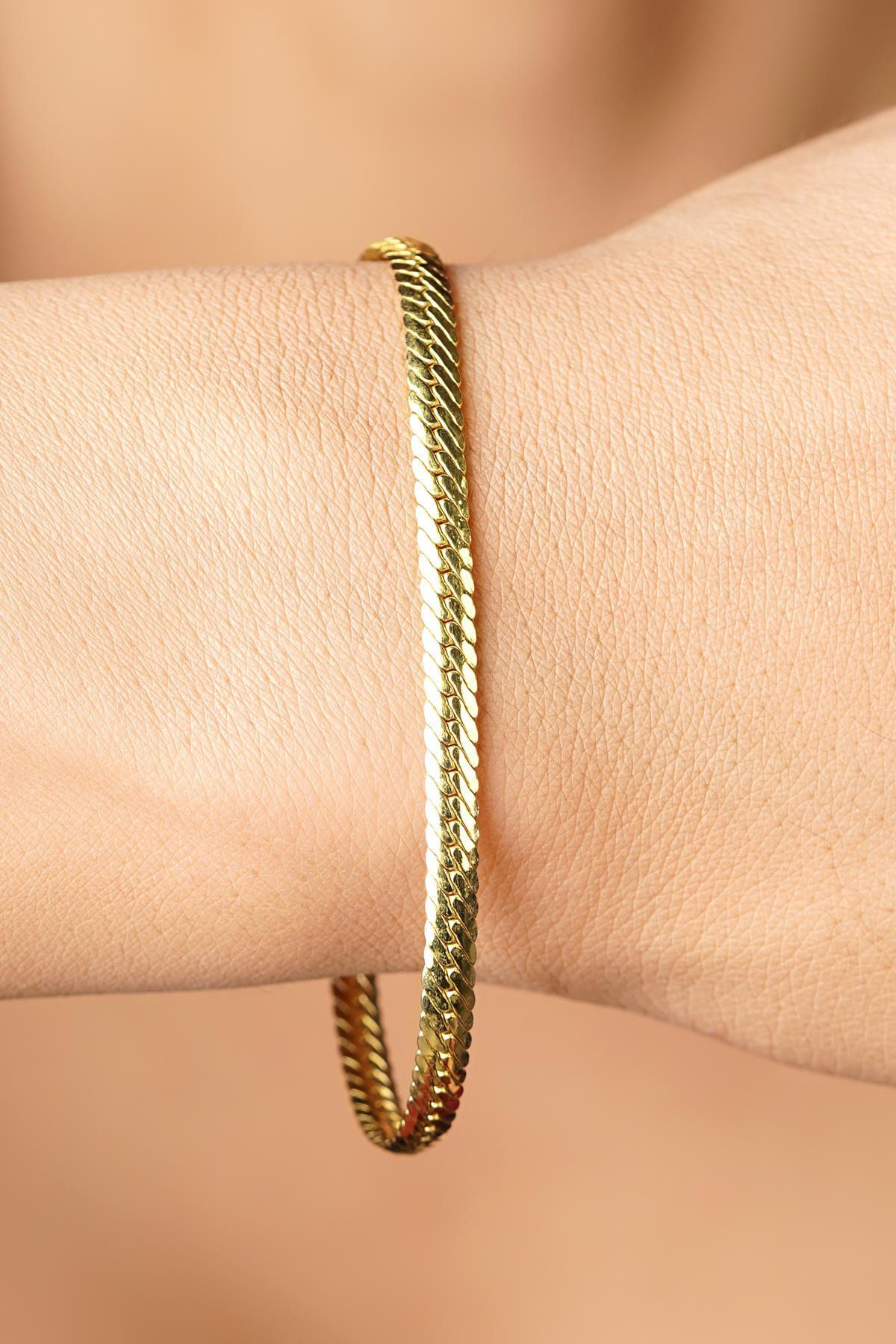 14 Ayar Altın Balıksırtı Bileklik 4 mm - Fiyonk Kuyumculuk (1)