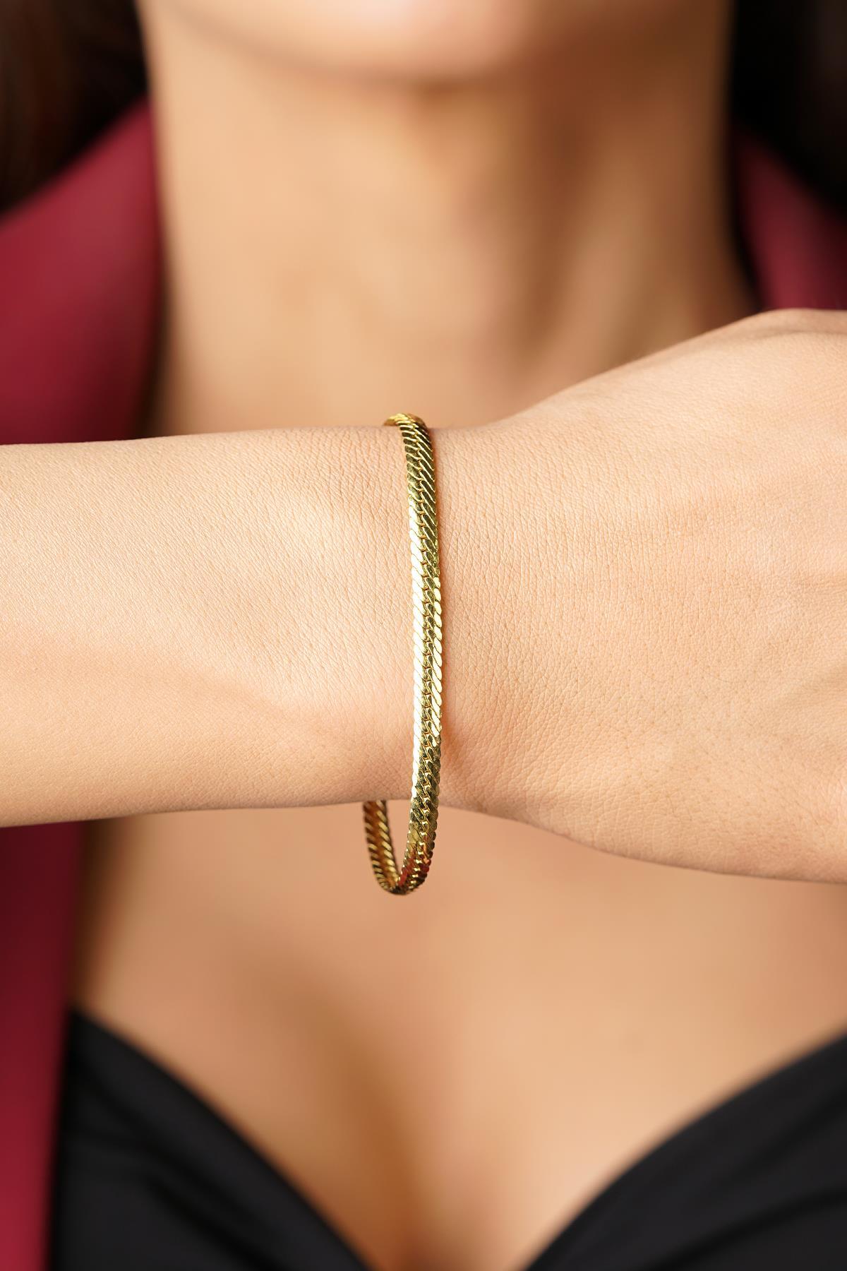 14 Ayar Altın Balıksırtı Bileklik 4 mm - Fiyonk Kuyumculuk (1)