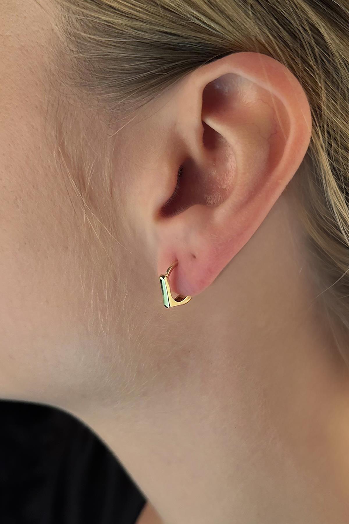 14 Ayar Altın Beşgen Küpe - Fiyonk Kuyumculuk