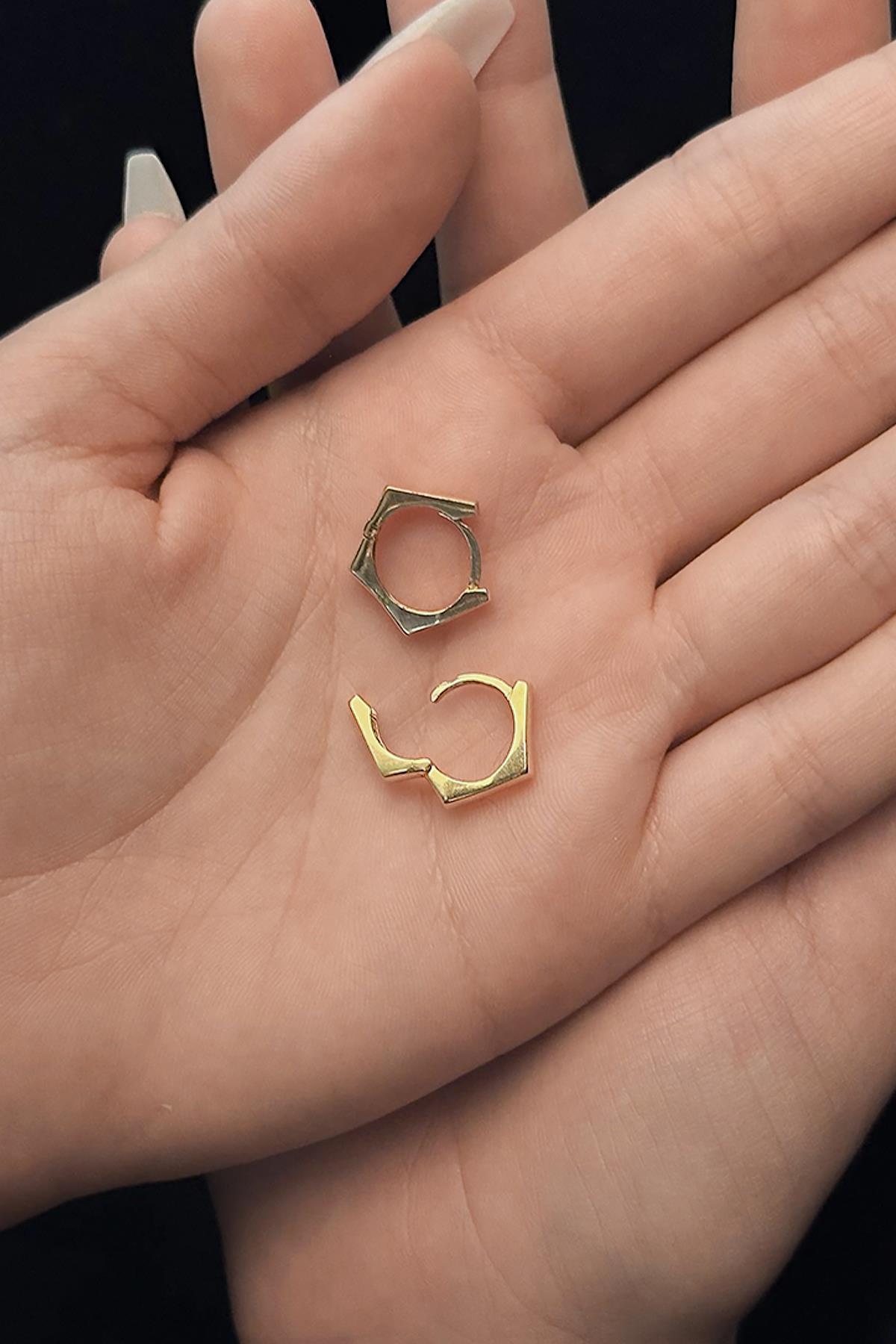 14 Ayar Altın Beşgen Küpe - Fiyonk Kuyumculuk (1)