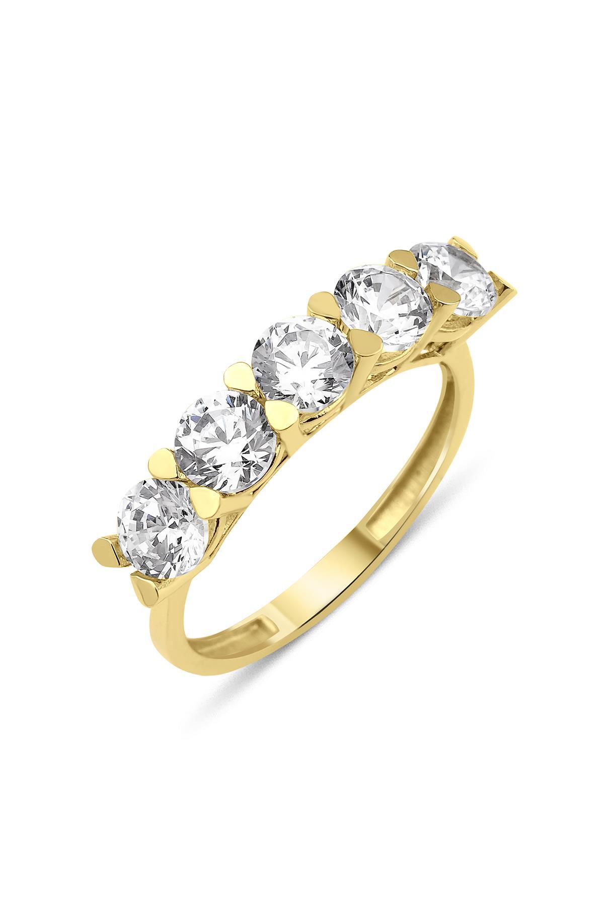 14 Ayar Altın Beştaş Yüzük - Fiyonk Kuyumculuk