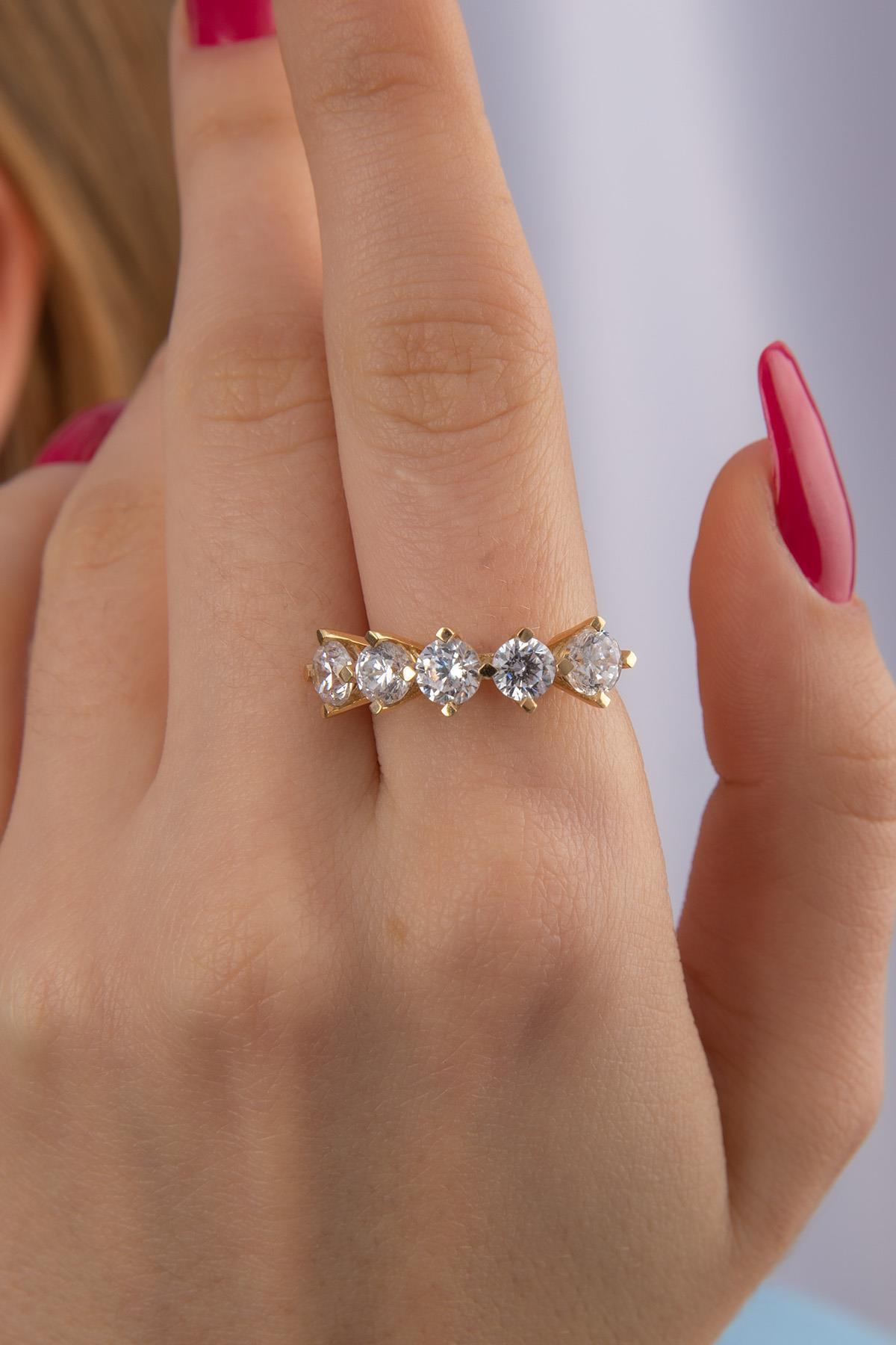 14 Ayar Altın Beştaş Yüzük 7 - Fiyonk Kuyumculuk (1)