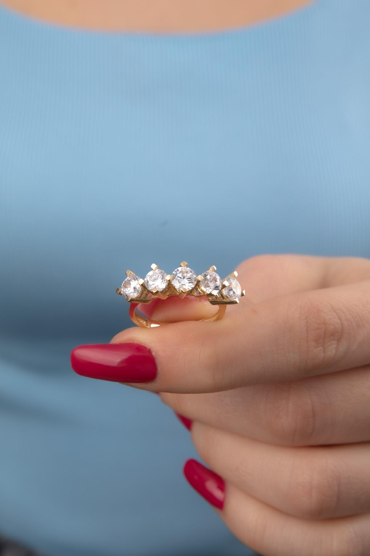 14 Ayar Altın Beştaş Yüzük 7 - Fiyonk Kuyumculuk (1)