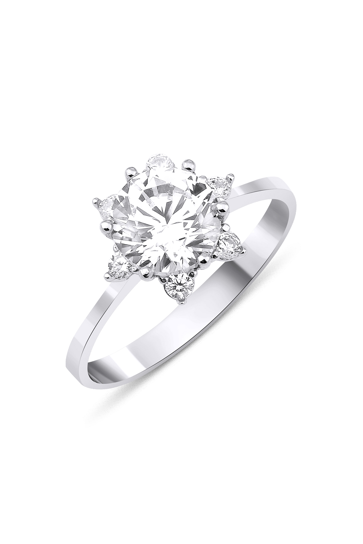 14 Ayar Altın Beyaz Lotus Yüzük 2 - Fiyonk Kuyumculuk