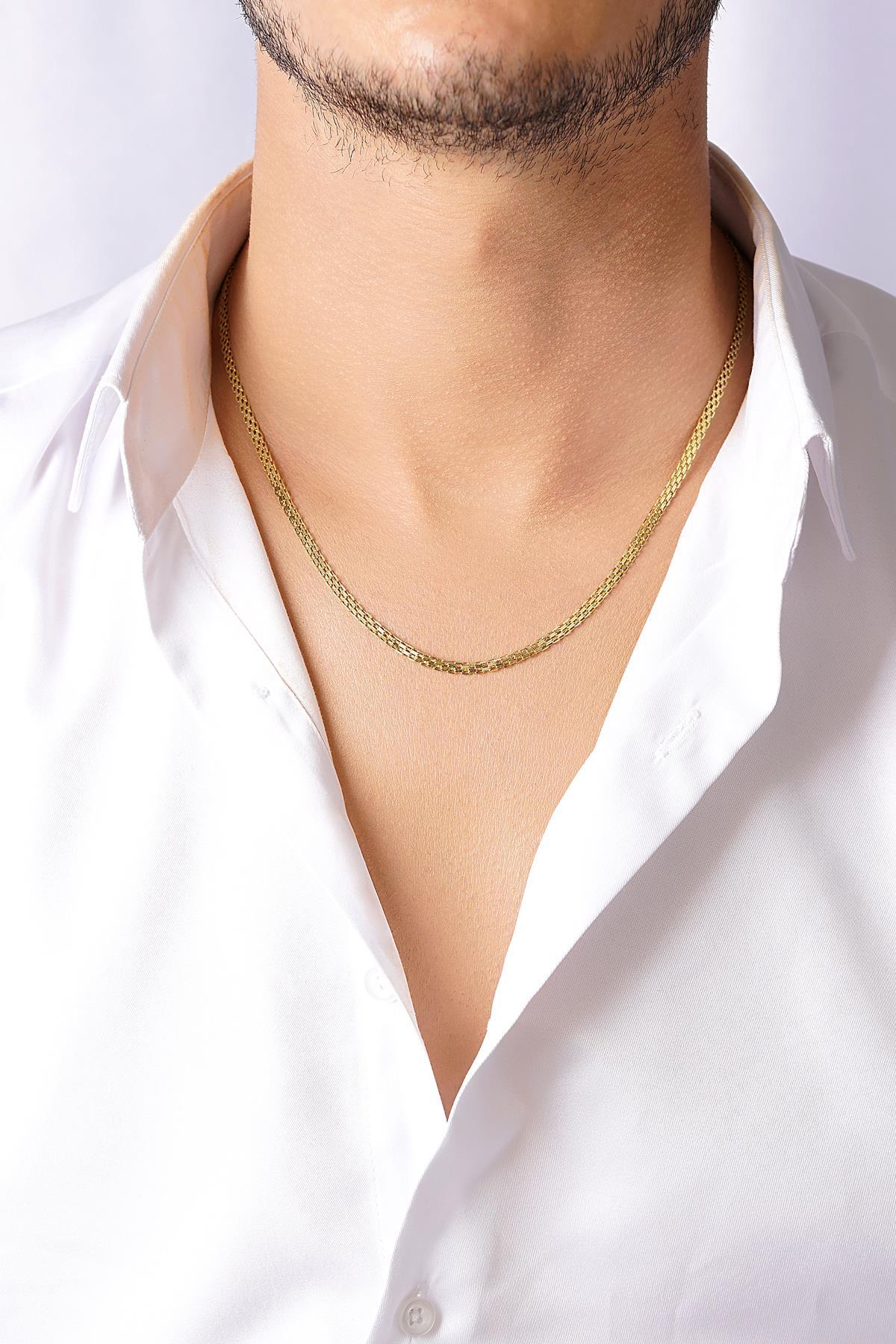 14 Ayar Altın Bismark Zincir Erkek Kolye - Fiyonk Kuyumculuk