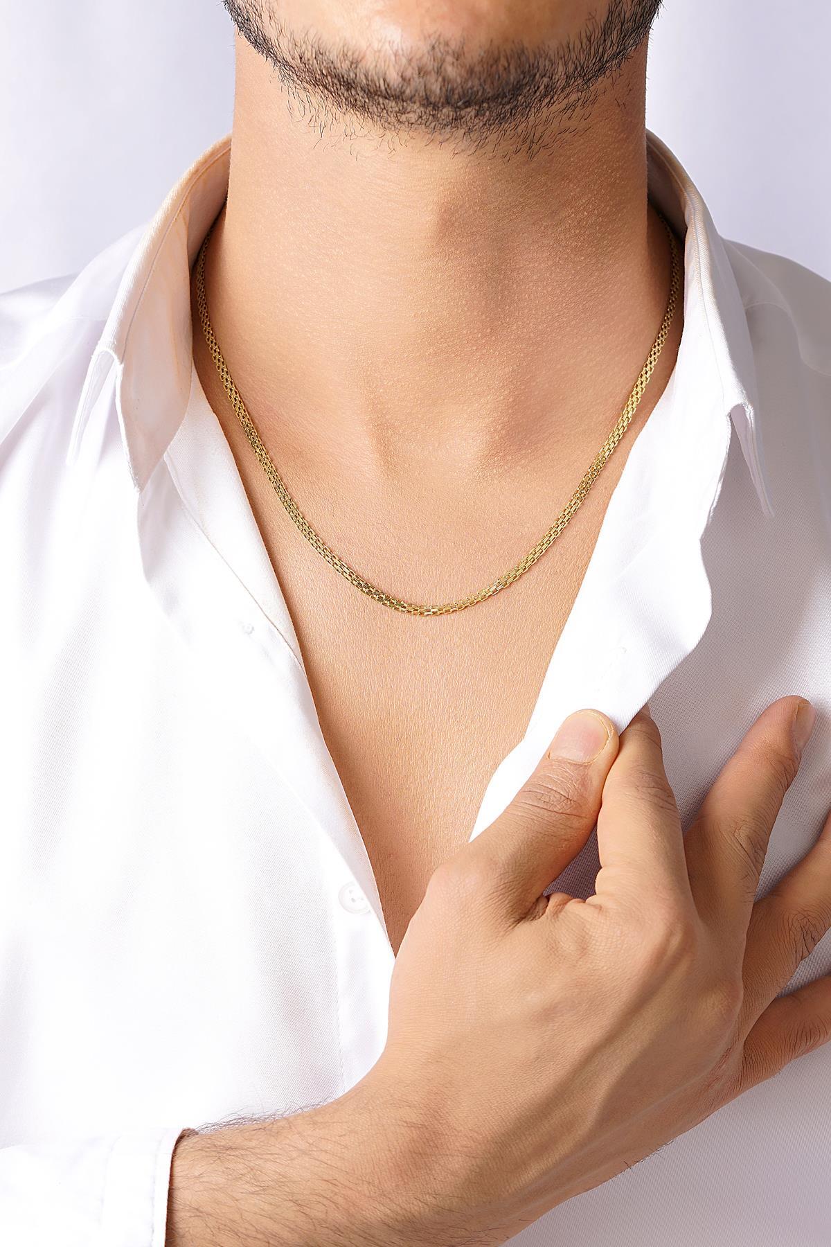 14 Ayar Altın Bismark Zincir Erkek Kolye - Fiyonk Kuyumculuk (1)