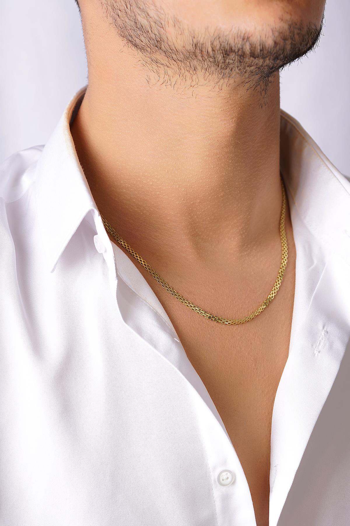 14 Ayar Altın Bismark Zincir Erkek Kolye - Fiyonk Kuyumculuk (1)