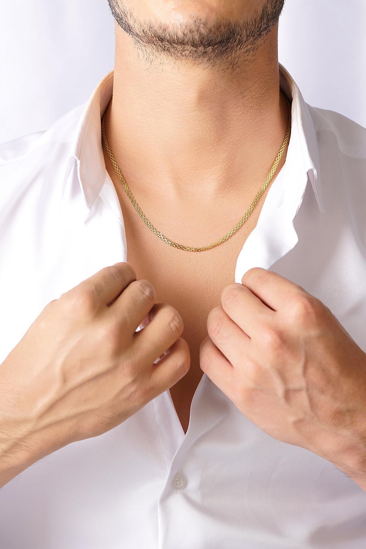 14 Ayar Altın Bismark Zincir Erkek Kolye - Fiyonk Kuyumculuk (1)