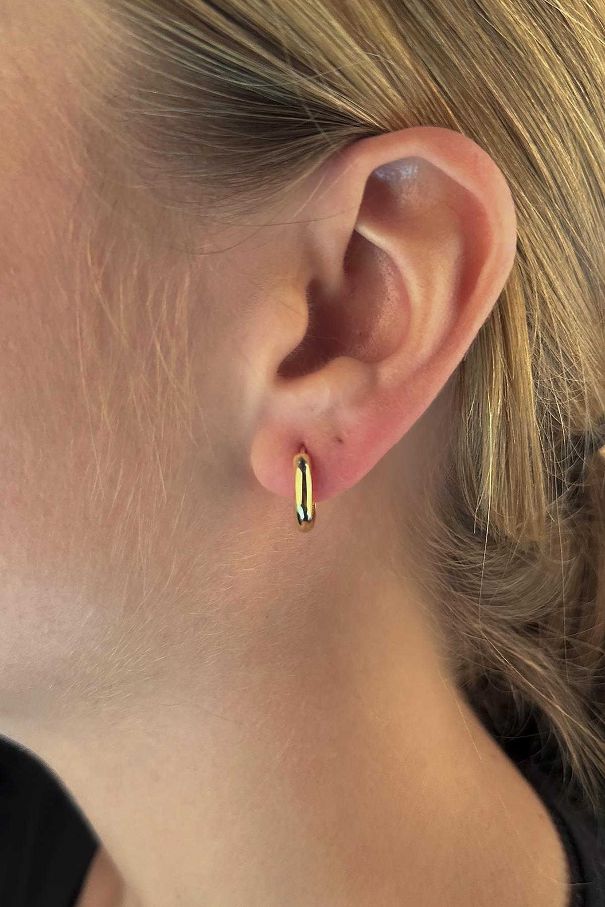 14 Ayar Altın Bombeli Halka Küpe 1 - Fiyonk Kuyumculuk (1)