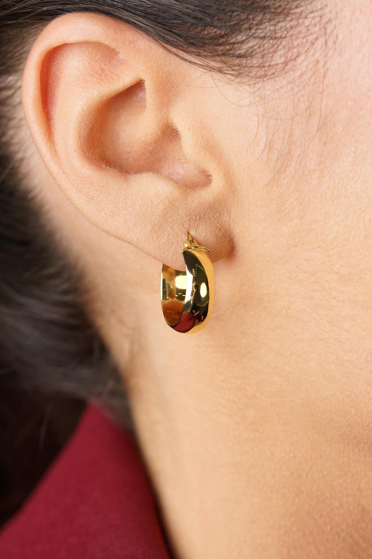 14 Ayar Altın Bombeli Halka Küpe 7 - Fiyonk Kuyumculuk (1)