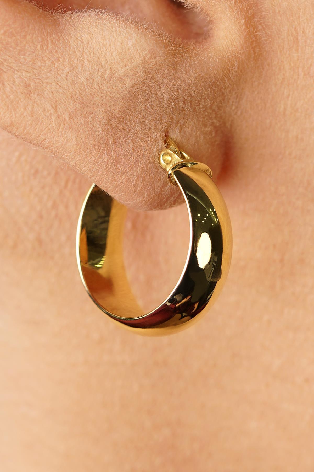 14 Ayar Altın Bombeli Halka Küpe 7 - Fiyonk Kuyumculuk (1)