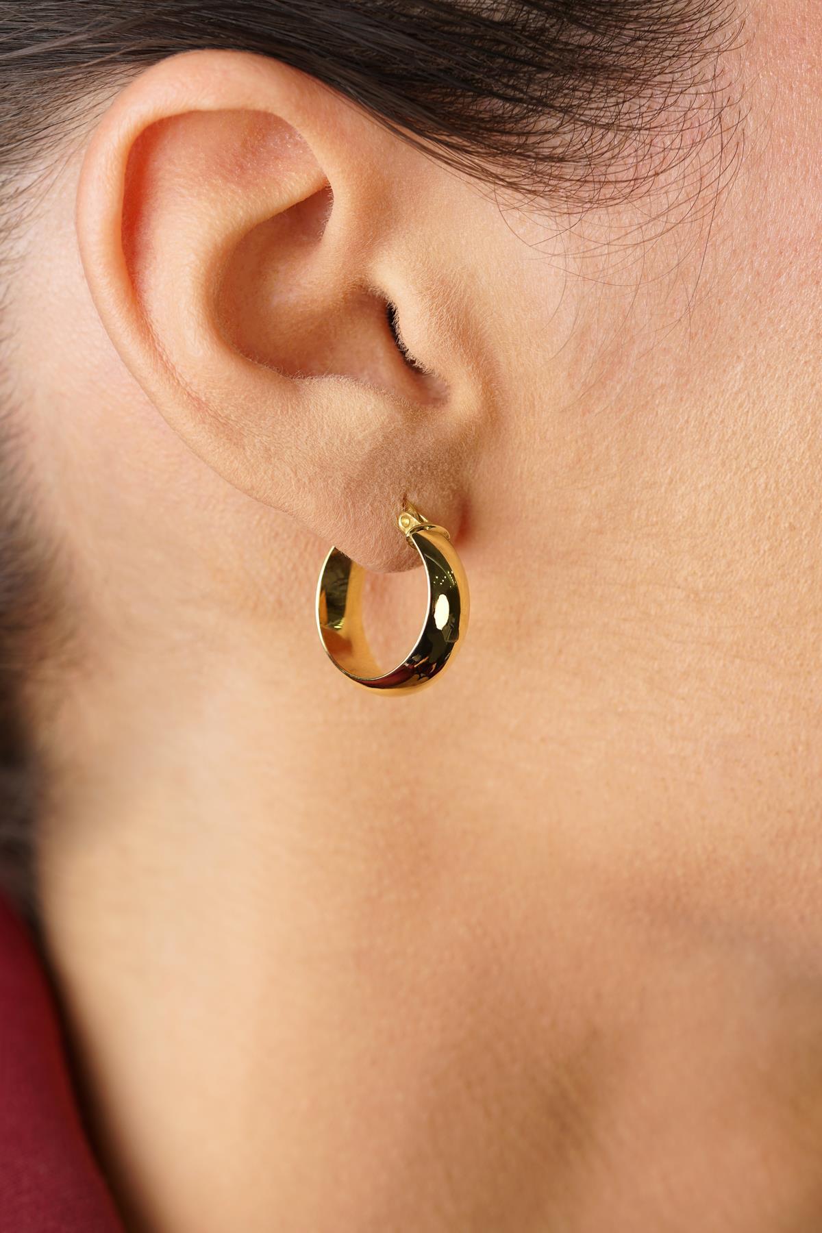 14 Ayar Altın Bombeli Halka Küpe 7 - Fiyonk Kuyumculuk (1)