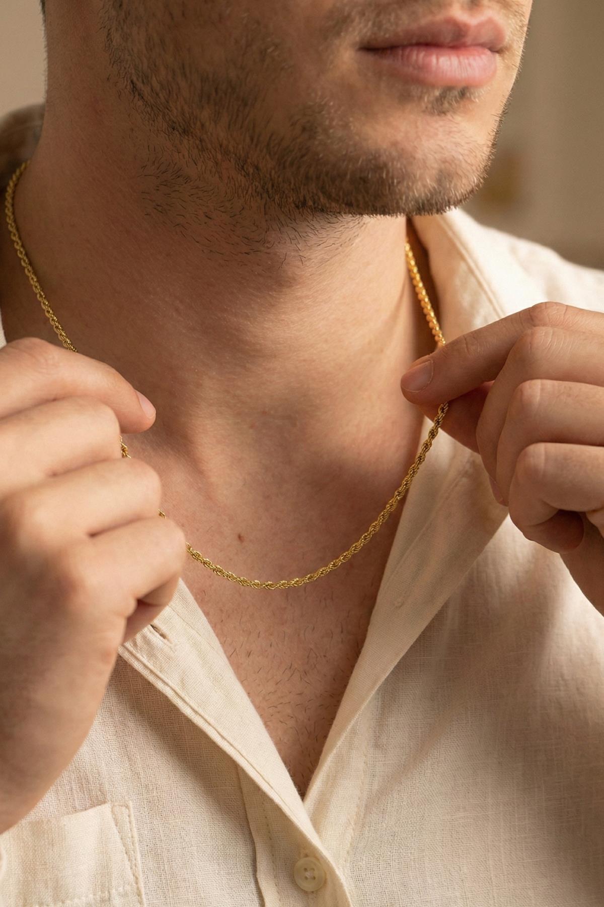 14 Ayar Altın Burgu Halat Erkek Zincir Kolye 2.60 mm - Fiyonk Kuyumculuk