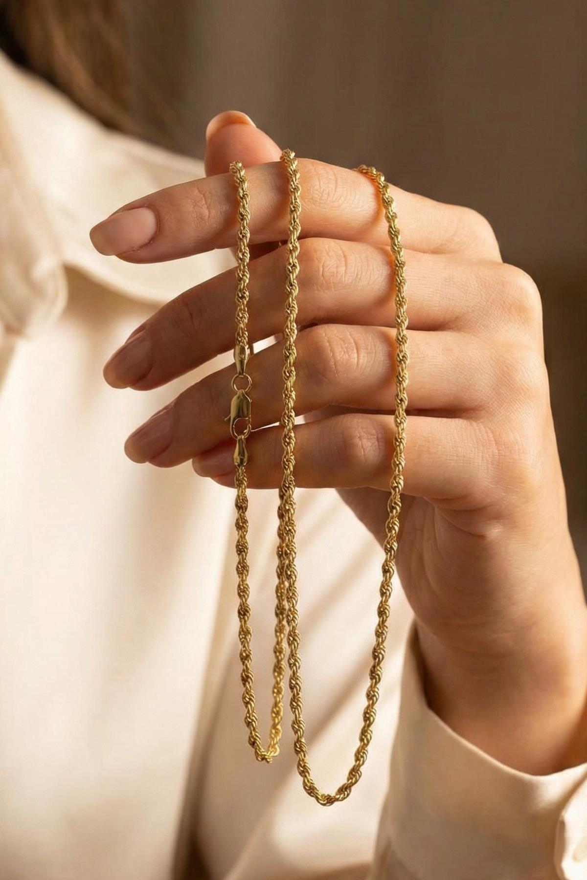 14 Ayar Altın Burgu Halat Erkek Zincir Kolye 2.60 mm - Fiyonk Kuyumculuk (1)