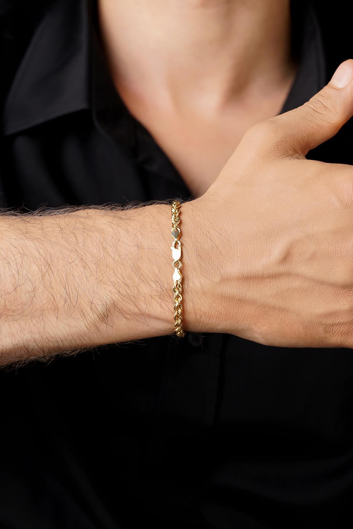 14 Ayar Altın Burgu Halat Zincir Erkek Bileklik 4.40 mm - Fiyonk Kuyumculuk (1)