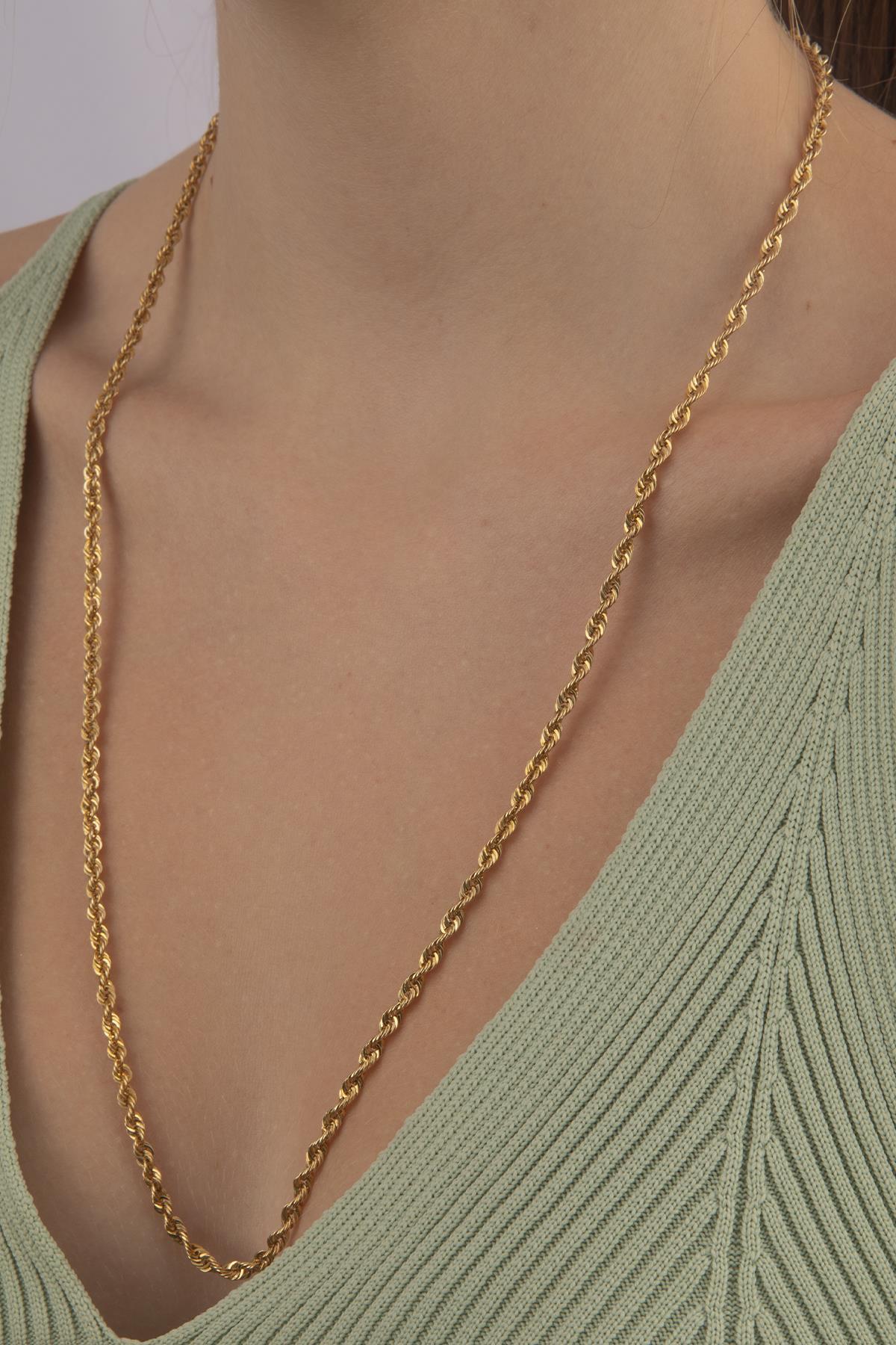 14 Ayar Altın Burgu Halat Kolye 3.30 mm - Fiyonk Kuyumculuk (1)