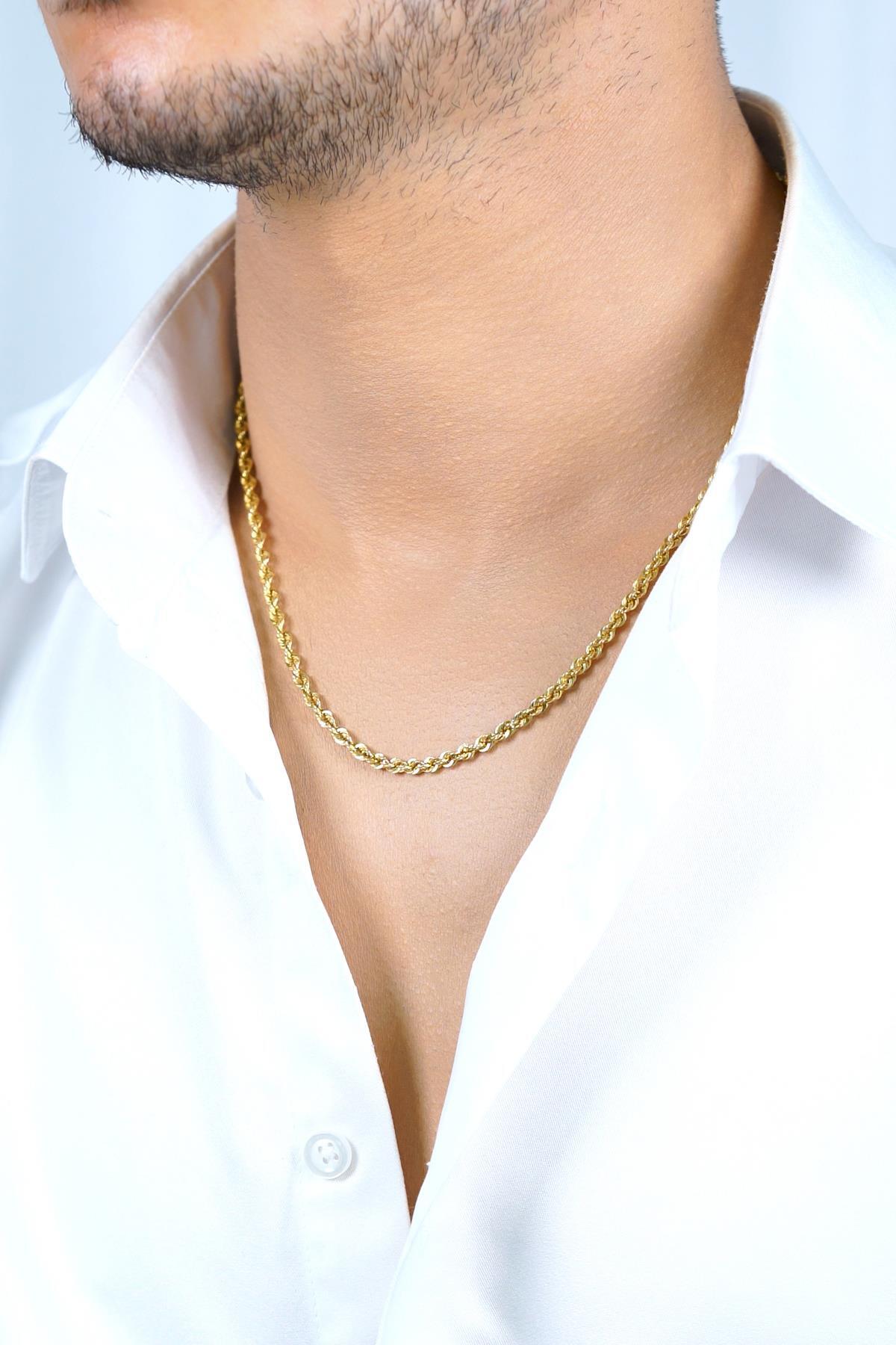 14 Ayar Altın Burgu Halat Zincir Erkek Kolye 3.30 mm - Fiyonk Kuyumculuk (1)