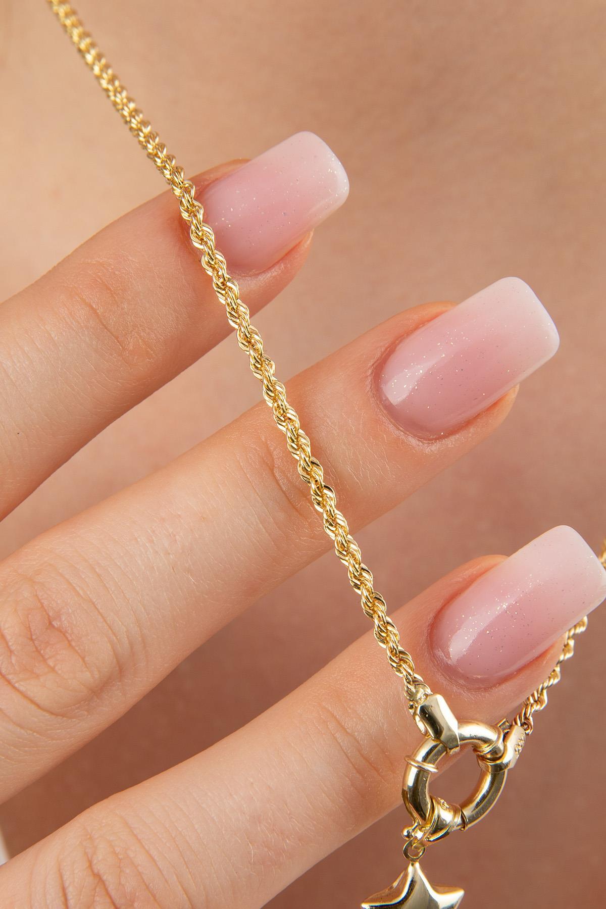 14 Ayar Altın Burgu Halat Zincirli Yıldız Kolye - Fiyonk Kuyumculuk (1)