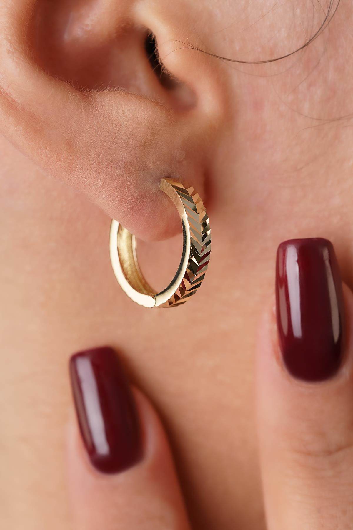 14 Ayar Altın Büyük Başak Küpe - Fiyonk Kuyumculuk